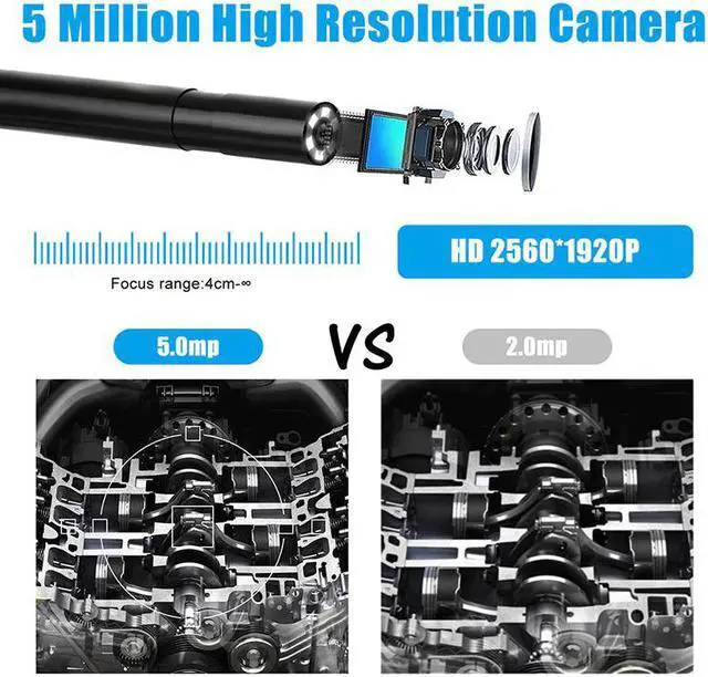 Alt view image 3 of 5 - 5.5mm Inspection Camera 5.0MP Wireless Borescope WiFi Snake Camera with 6 LED for iPhone, Samsung, Android Tablet