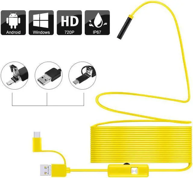 Main image of 7mm Android Endoscope Camera IP67 Waterproof Micro USB Inspection Borescope Camera for Type C OTG PC Mac With 6 LED