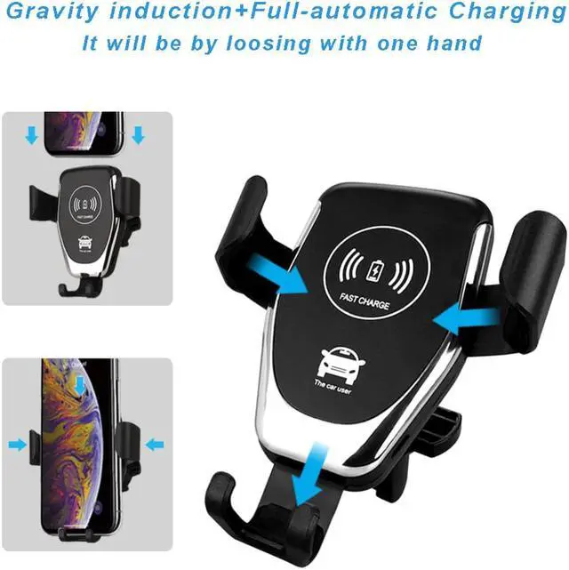Alt view image 5 of 5 - Wireless Charger 10W Mobile Phone Fast Charger Bracket Mount Car Air Vent Phone Holder For iPhone XS XR X 8