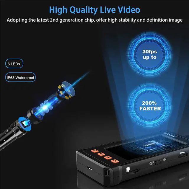 Alt view image 5 of 5 - 4.3inch LCD Screen Industrial Endoscope Inspection Camera Waterproof IP68 Snake Camera for Industrial Sewer Borescope