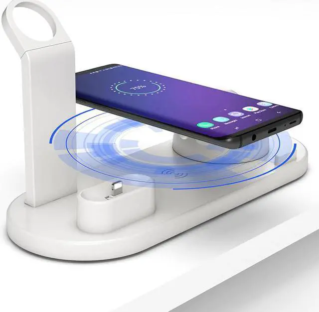 Alt view image 2 of 5 - 3 in 1 Wireless Charging Induction Charger Stand for iPhone X XS Max XR 8 Airpods Apple Watch 2 in 1 Docking Dock Station 3in1