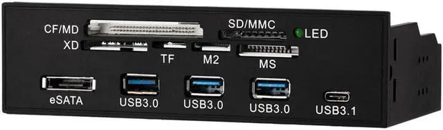 Alt view image 2 of 5 - STW 5.25 inch PC Computer Front panel All-in-1 Multifunction card reader 3ports USB3.0 USB 3.1, Support M2, MSO, SD, MS