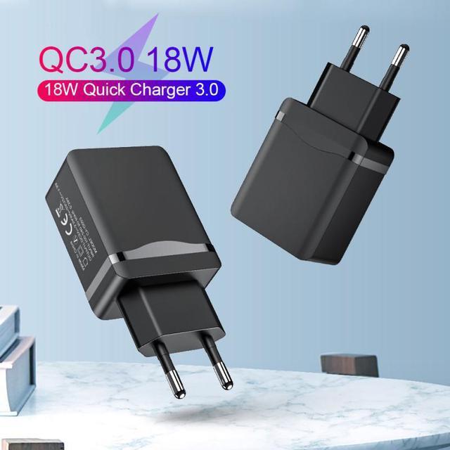 High Quality EU Single Port USB Charger 18w EU QC3.0 Fast Charge Protocol  5v 2.4a Mobile Phone Charger Mobile Phone Chargers 