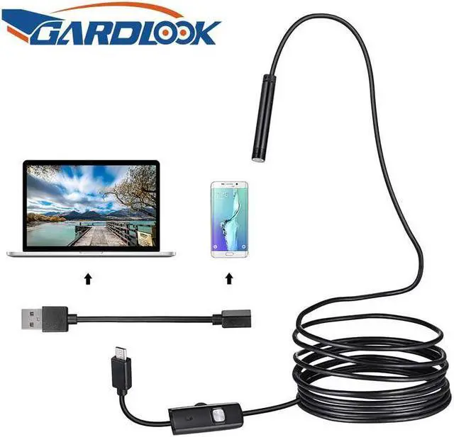Alt view image 2 of 5 - Camera 7mm Flexible IP67 Waterproof 6 Adjustable LEDs Inspection Borescope Camera Micro USB OTG Type C for Android PC