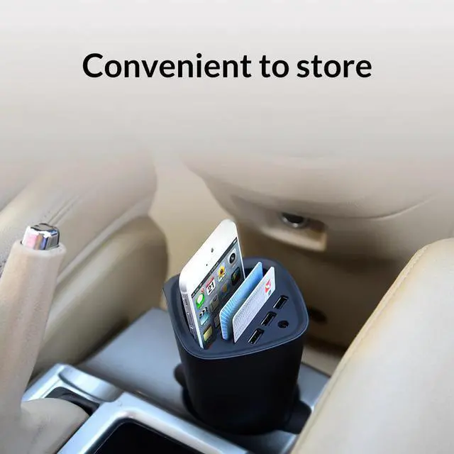 Alt view image 3 of 5 - Car Charger 3 USB DC/5V 7.2A Cup Power Socket Adapter Cigarette Lighter Splitter with Card Holder Slot