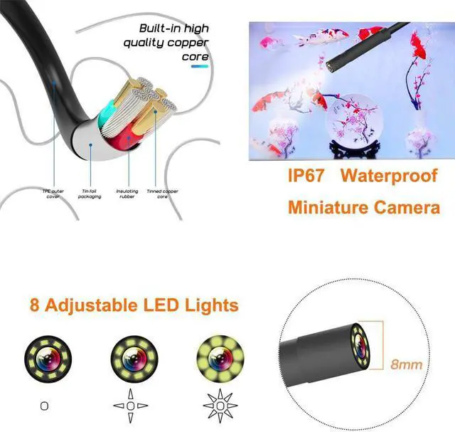 Alt view image 4 of 5 - Endoscope 1080P HD Borescope Camera Video Inspection Camera 4.3 Inch LCD Screen Snake Camera with 2600mAh Battery