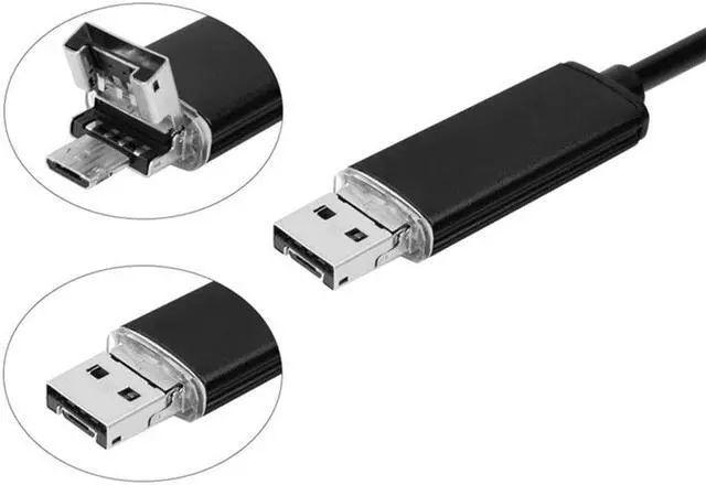 Alt view image 2 of 5 - 7mm Lens 2M Endoscope 6 LED Inspection Camera Mini 2 in 1 USB interface Borescope Tube For Android PC Computer black