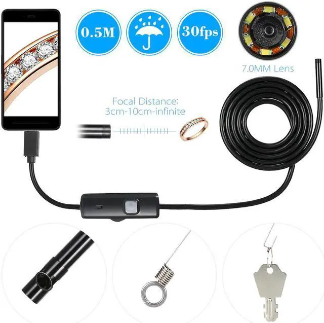 Alt view image 4 of 7 - Endoscope Camera Android USB Endoscope Hard Wire 1m 2m 5m 10m 5.5mm Lens Inspection Endoscope Borescope For PC Android Phone