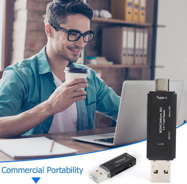 Main image of Card Reader 3 USB 3.0 3 in 1 OTG Memory Card Reader USB Type-C High-speed for TF/Mirco Flash Drive Adapter for Smartphone