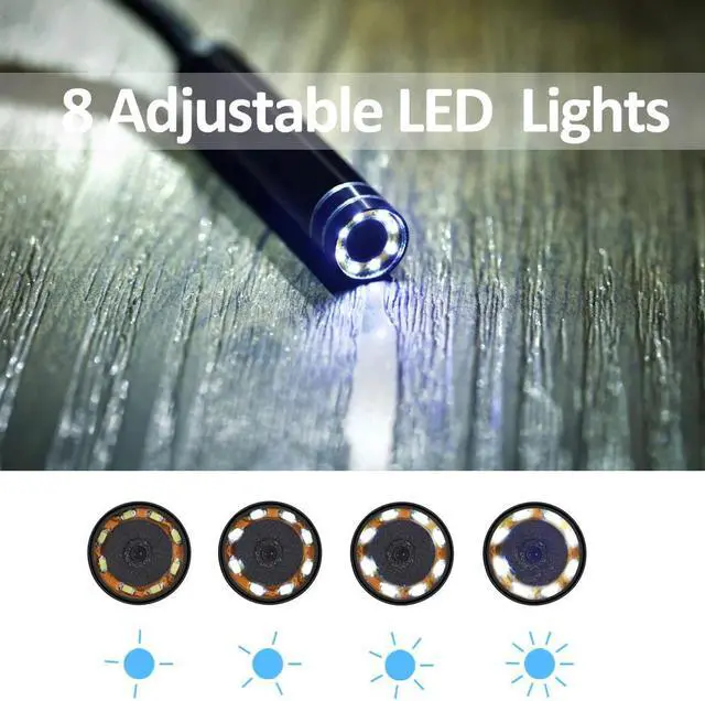 Alt view image 3 of 5 - 8LED 8mm HD720P 3M USB Type-C Android Endoscope Camera Flexible Snake Hard Wire/Cable USB TypeC Pipe Inspection Camera Borescope