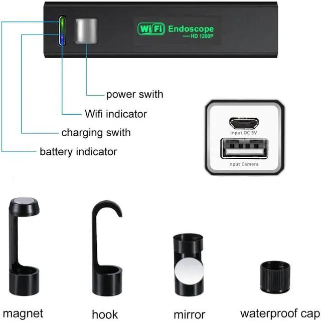 Alt view image 5 of 5 - Endoscope Camera Mini Waterproof Soft Cable Inspection Camera 8mm 1M USB Endoscope Borescope IOS Endoscope For Iphone