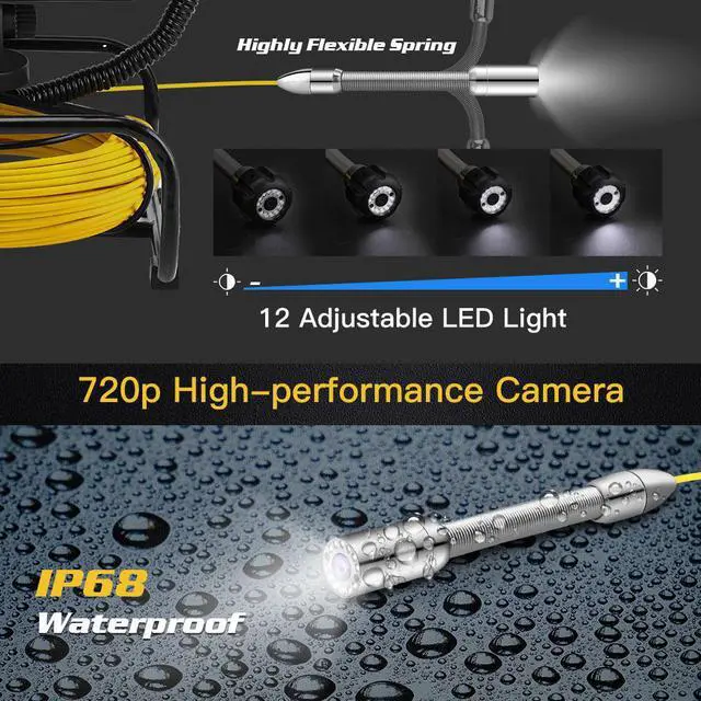 Alt view image 2 of 5 - WF92 HD 1200TVL Pipe Pipeline Inspection Camera Drain Sewer Industrial Endoscope Video Recording DVR Snake endoscope cam