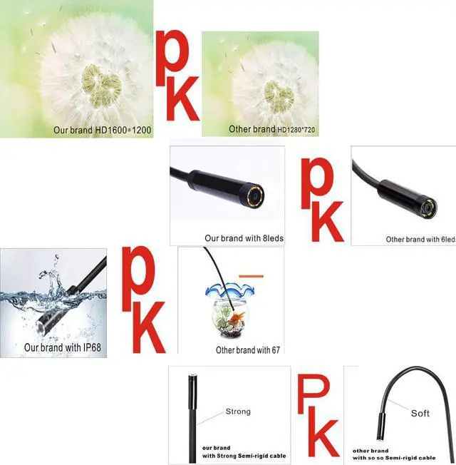 Alt view image 5 of 5 - Wifi Endoscope Camera For Iphone HD 8mm Android IOS Borescope Waterproof Hard Tube Inspection Mini Endoscope Camera