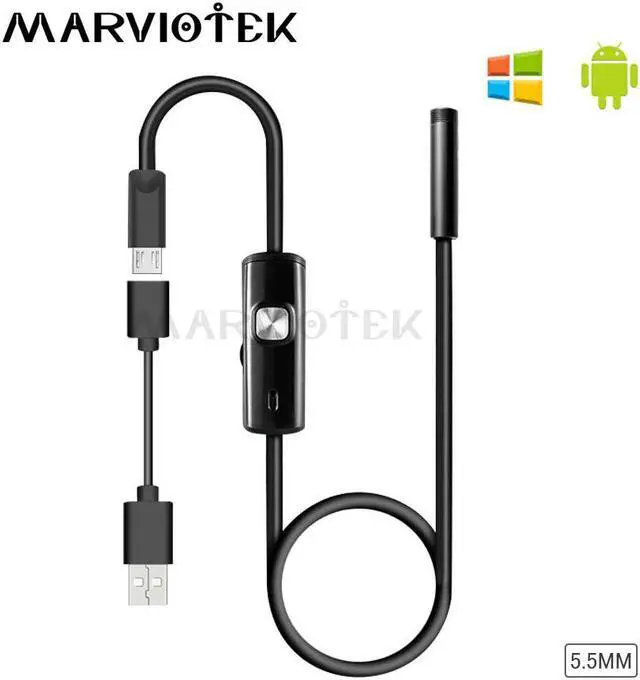 Main image of 5.5mm Endoscope Camera HD Flexible IP67 Waterproof Inspection Borescope Camera for Android PC Notebook 6 LEDS Adjustable 1M 1.5M
