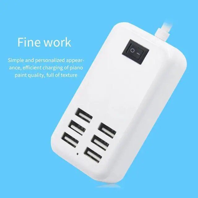 Alt view image 4 of 5 - 6 Ports USB Phone Charging Station 20W USB Charger Power Adapter Fast Charging Socket 1.5M Cable EU US Plug for phone Tablet