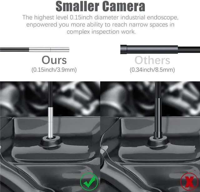 Alt view image 5 of 5 - 3.9mm Borescope Inspection Camera with Light 1080P HD Video 4.3 Inch Digital Screen IP68 Waterproof Industrial Endoscope