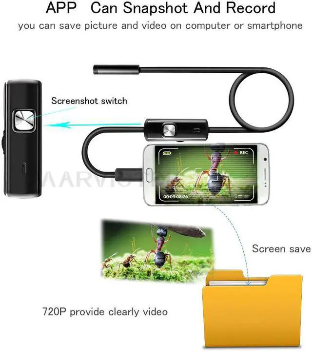 Alt view image 5 of 5 - WIFI Endoscope Camera HD Waterproof Soft Cable Inspection Camera 8mm 720P USB Endoscope Borescope IOS Endoscope For Iphone
