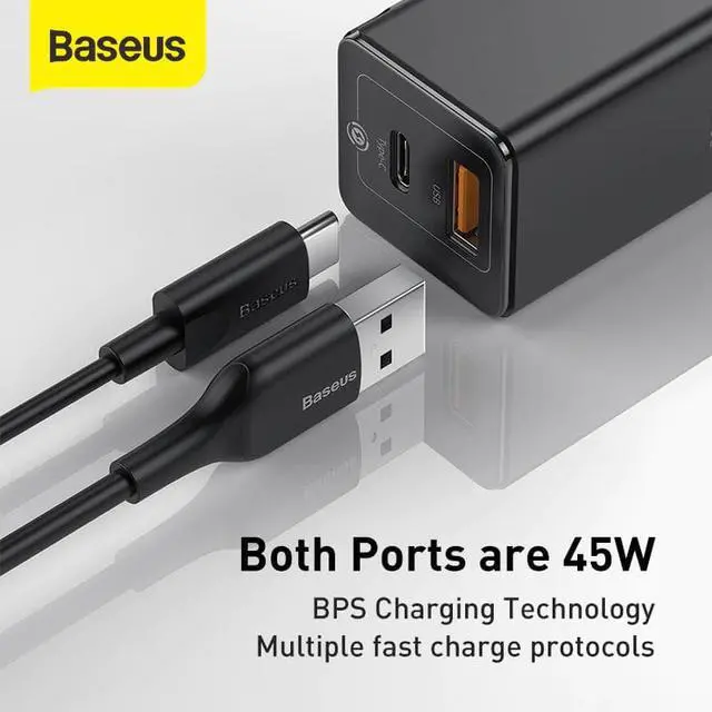 Alt view image 2 of 5 - GaN Charger 45W PD USB Charger Quick Charge 4.0 3.0 Dual USB Phone Charger ForiP For Huawei Mate 10 For Samsung Laptop