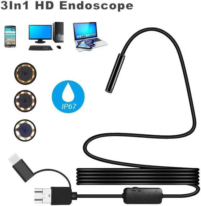 Main image of 3-in-1 Endoscope Camera 2/3.5/5/10M 1200P HD Waterproof IP68 USB handheld Video Inspection Camera for Phone for Android