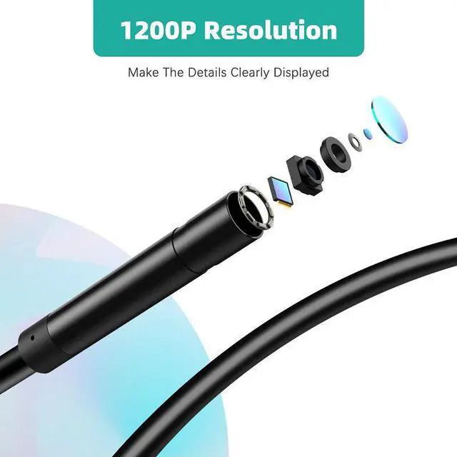 Alt view image 3 of 5 - WIFI Endoscope HD1200P Wifi borescope Inspection Camera Semi-rigid cable IP67 Waterproof 2.0MP 8psc LED For Android and iOS