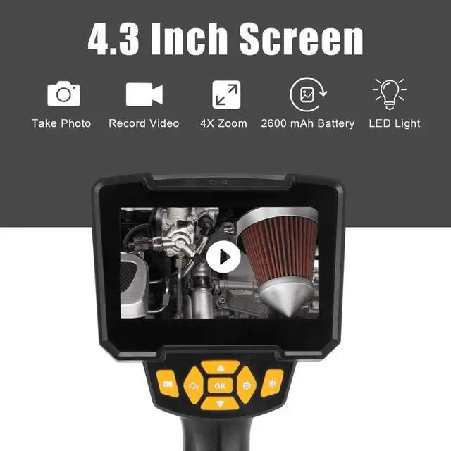 Alt view image 2 of 5 - Industrial Endoscope 1080P HD Portable Handheld Borescope Inspection Camera Videoscope with 4.3 Inch LCD Screen for Pipe