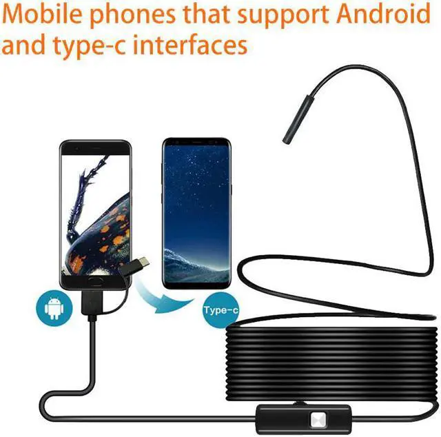 Alt view image 2 of 5 - 3 in 1 Semi-Rigid Android Endoscope Camera 5.5mm Inspection Camera IP67 Waterproof Snake Camera With 6 LEDs For Type C, USB PC