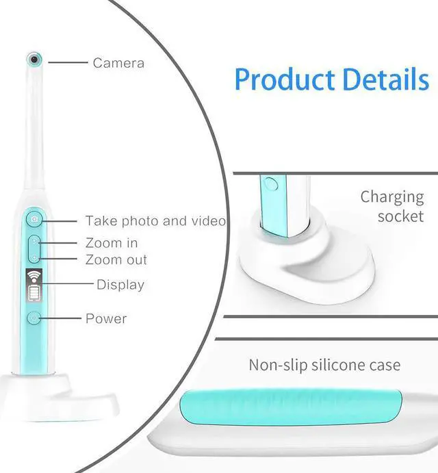 Alt view image 5 of 5 - WiFi Oral Dental Endoscope 8 Adjustable Led Lights Intraoral Camera HD Video for IOS Android Teeth Inspection Endoscope