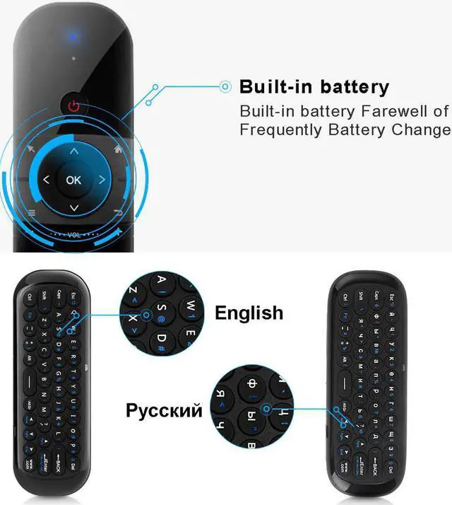 Alt view image 3 of 5 - 2.4Ghz Air Mouse Remote Control Wireless Keyboard English/ 6-Axis Motion Sensing IR Learning for Android TV BOX/Mini PC