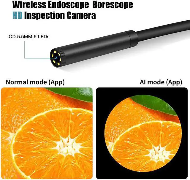 Alt view image 2 of 5 - 5MP Wireless Endoscope HD WiFi Borescope Waterproof Snake Inspection Camera With Rechargeable 2600mAh Battery For IOS/Android