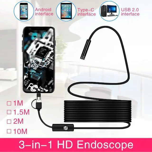 Alt view image 5 of 7 - 7mm Endoscope Camera 2 in 1 Micro USB Mini Camcorders Flexible IP67 Waterproof 6 LED Borescope Inspection Camera Android Loptop