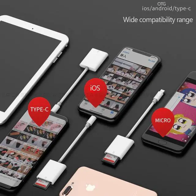 Alt view image 4 of 5 - SD Card Reader for Lightning to SD Card Camera Reader Adapter for TypeC OTG Card Reader for Macbook Mobile Phone IOS USB-C