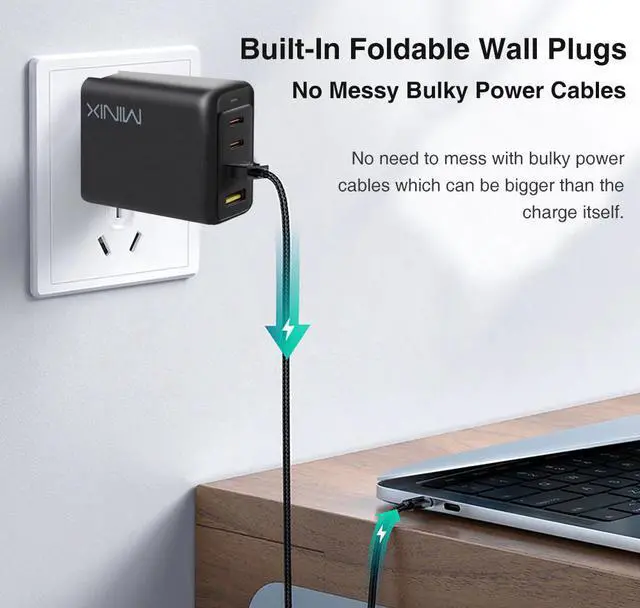 Alt view image 3 of 5 - NEO P2 100W Charger GaN Fast Charger 4 Ports  2USB-C2USB-A Quick Charger EU/AU/UK Plug  For Phone Adapter For Iphone Ipad