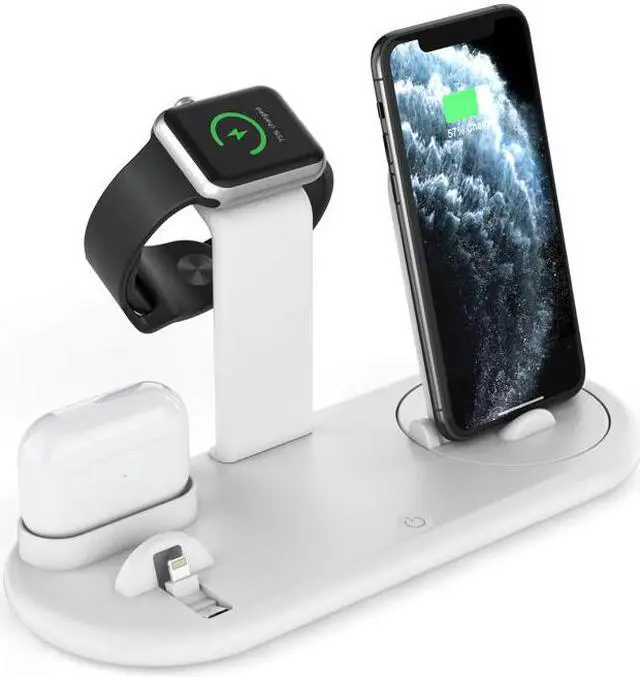 Alt view image 2 of 5 - 7 In 1 Wireless Charging Stand For  Watch 5 4 3 2 1 IPhone 11 X XS XR 8  Pro 10W Qi Fast Charger Dock Station