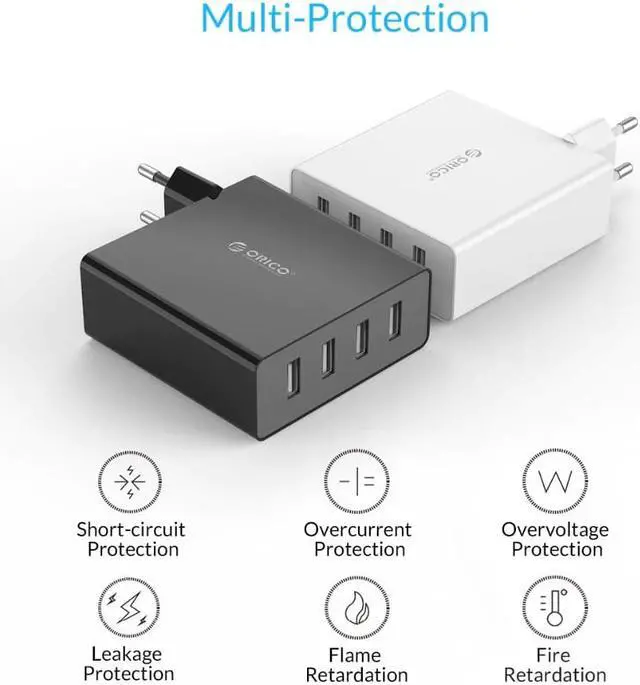 Alt view image 4 of 5 - 4 Ports Wall USB Phone Charger Fast Charging 5V2.4A*4 6A30W Travel Charger for Tablet Pad for iphone Samsung Xiaomi