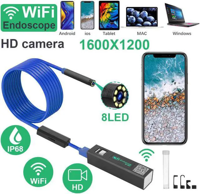 Main image of 8mm IOS Android USB WiFi Endoscope Inspection Camera HD 8 Adjustable LED Light IP68 Waterproof Endoscope for Car Repair Tools
