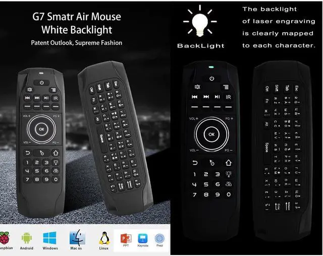 Alt view image 4 of 5 - L8STAR G7 Russian Backlit Fly Air Mouse with IR Learning Wireless Mini Keyboard Universal 2.4G Remote Control for Android TV BOX