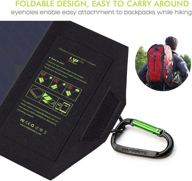 Alt view image 5 of 5 - Solar Panel Chargers 5V 21W Mobile Phone Dual USB Output Charging for iPhone X 11Pro iPad Huawei Samsung Xiaomi