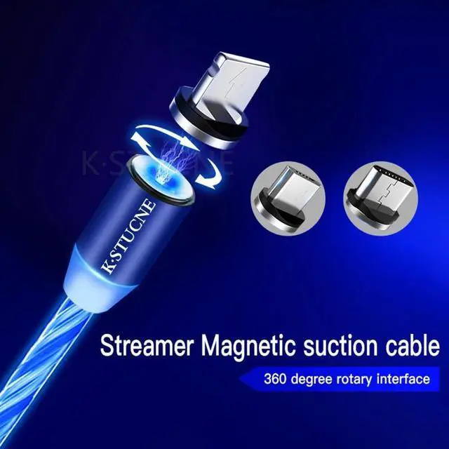 Alt view image 3 of 5 - Glowing Magnetic Cable Micro usb Type C Charging Adapter Phone Micro usb Type-C Magnet Charger usb c For iphone