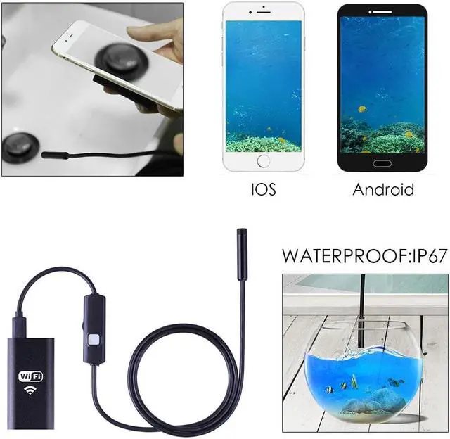 Alt view image 2 of 5 - 8mm Lens 720P WiFi Endoscope Camera Mini Soft Wire Wireless Waterproof Inspection Camera Borescope for Android IOS Windows