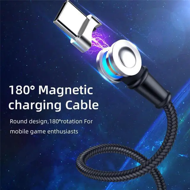 Alt view image 3 of 5 - 3 IN 1 USB Magnetic Cable 180 Degree  Rotation Fast Charging for iPhone Type C Micro USB Charge Ports Mobile Phones Charger