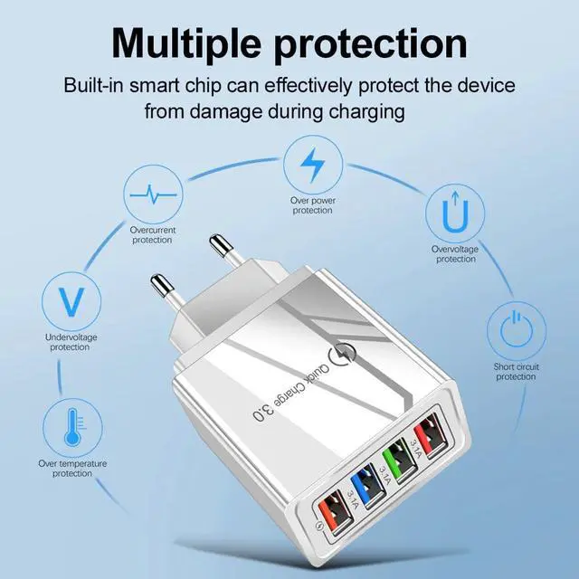 Alt view image 4 of 5 - Quick Charge 3.0 4.0 USB Charger Multi Port QC3.0 Fast Charging EU US Plug Wall Charger Adapter For iPhone