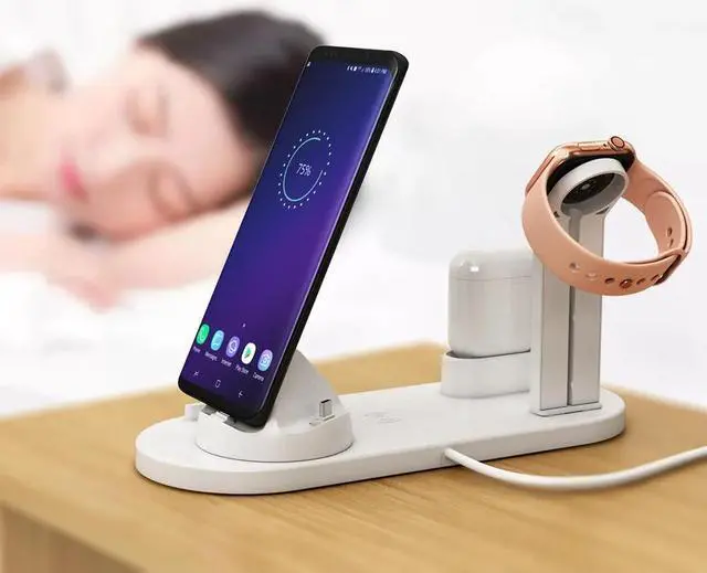Alt view image 4 of 5 - Charging Dock Stand For iPhone 11 pro X XS MAX XR 7 8 Plus  Pro For  Watch 5 4 3 Fast Wireless Charger Station