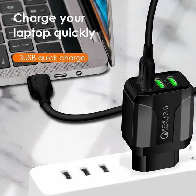 Alt view image 2 of 5 - USB Quick Charger EU US UK Plug Wall Adapter 3 Ports Power Converters For   Accessories For Mobile Phone Cable