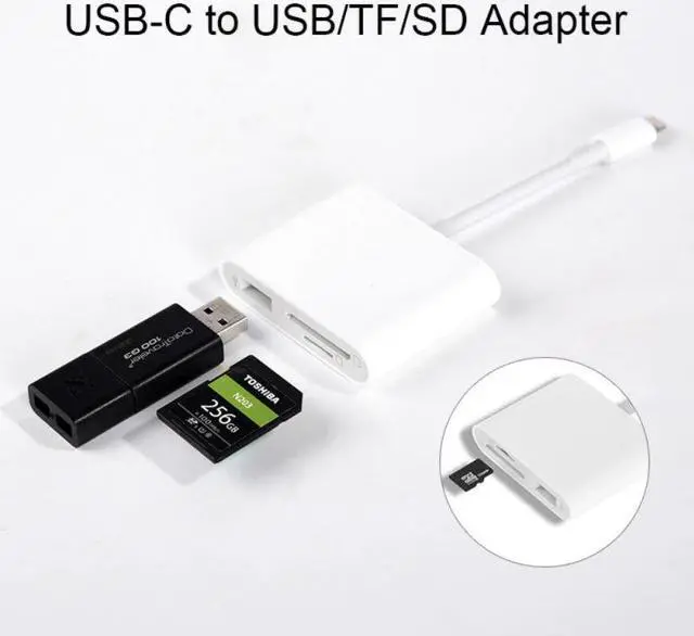 Alt view image 3 of 5 - 3-in-1 USB-C Card Reader USB Adapter Multifunctional OTG Type-C Phone Laptop Computer Accessories for Digital Memory Cards