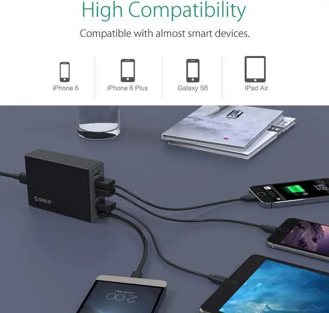 Alt view image 3 of 5 - USB Charger Type-C QC2.0 Quick Charger 6 port 5V2.4A 9V2A 12V1.5A Mobile Phone Charger for