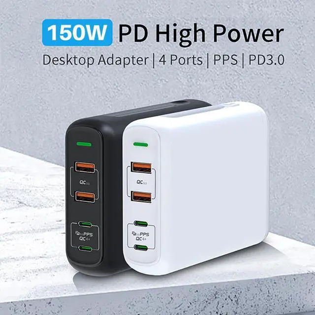 Alt view image 2 of 5 - PD150W GaN Quick Charge 4.0 HUB dual TYPE-C 100W  multi-port usb-C fast charging head suitable for  MacBook