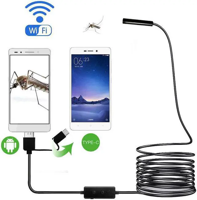 Main image of WiFi Endoscope Camera No battery No charging 8mm Lens HD720P Soft Hard wire wireless inspection borescope for android IOS