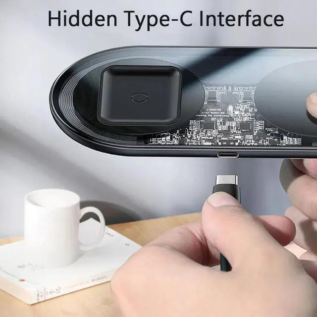 Alt view image 3 of 5 - 15W Dual Wireless Charger for iPhone 11 Pro Max X XS Max XR Visible Wireless Charging Pad for  Galaxy S20 Note 10