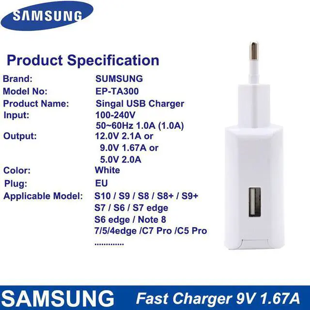 Alt view image 3 of 5 - EP-TA300 EU Charger 25W 12V 2.1A Fast Wall Charger For Galaxy S10 S9 S8 Plus S7 Note9 8 7 FE Tab Note A S Series