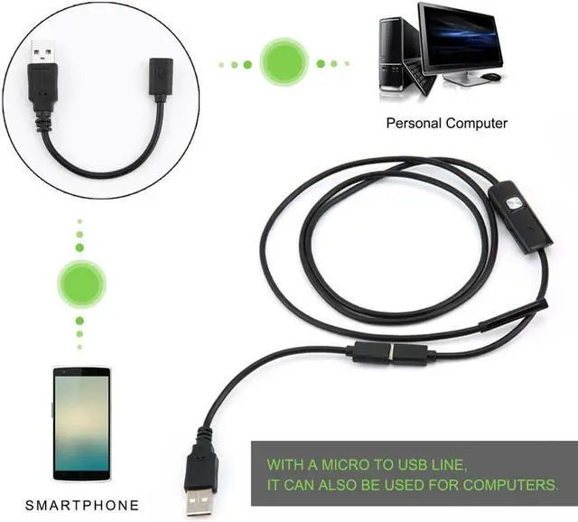 Alt view image 2 of 5 - 5.5mm Endoscope Camera HD USB Endoscope With 6 LED 1/1.5/2M/3.5M/5M Soft Cable Waterproof Inspection Borescope for Android PC